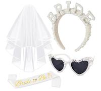 Tacobear Despedida de Soltera Accesorios Velo Novia Bride to Be Diadema Gafas de Sol Bandas Corona Tiara Headband, Kit Despedida de Soltera Regalo para Novia 4PCS