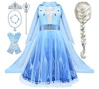 Tacobear Disfraz Princesa Niña con Peluca Corona Varita mágica Collar Pulsera Vestido Princesa para Niña Disfraz de Carnaval 2-10 Años