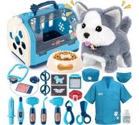 Tacobear Electrónica Perro Juguete con Kit Veterinario Maletin Medicos Juguete Disfraz de Doctora, Peluche Interactivo Perro Que Anda y Ladra Juegos de rol Regalo para Niño 3 4 5 6 Años
