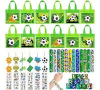 Tacobear Fútbol Cumpleaños Niños 48 Piezas Fútbol Pulsera Bofetada, Bolsas Chuches, Tatuajes Temporales, Llaveros Regalos Cumpleaños Niños Relleno Piñatas Infantil