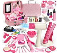 Tacobear Juego de salón de Maquillaje para niños, simulación de peluquería con secador de Pelo, rizador, Bolsa de Maquillaje, Espejo, Estuche de Maquillaje, Regalo para niñas de 33 4 5 6 7 8 años