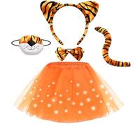 Tacobear Luminoso Disfraz Animal Niña Falda Tutu LED Diadema Cola para Fiesta Cosplay Disfraz de Halloween Navidad Carnaval Accesorios para Niños (Tigre)