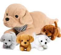 Tacobear Peluche Mamá Perro Grande Con 4 Cachorros Bebé Dentro de la Barriga - Regalo Para Niñas 3-8 Años - Almohada Suave Peluches Animales Juguete