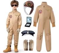 Tacobear Piloto Disfraz Niño Militar Disfraz Carnaval Mono Piloto Disfraz Gorro de Aviador Gafas de Sol Cumpleaños Cosplay Trajes Disfraces Carnaval Niño 3 4 5 6 7 8 9 10 Años (110, 3-4 años)