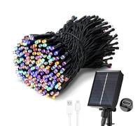 Tacobey Guirnalda Luces Exterior Solar, 【Carga USB】 20M 200 led Cadena de Luces, 8 Modos, Impermeable, Luz Solar Exteriors para Jardín, Terraza, Patio Decoración (Multicolor)