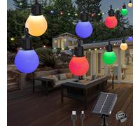 Tacobey Guirnaldas de Luces Exterior Solar, 【Carga USB】 10M 100 LED Cadena de Luz Solares con 20 Bombillas, IP65 Impermeable Luminosas Exterior Deco para Jardín, Patio, Fiesta,Terraza (Multicolor)