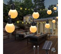 Tacobey Guirnaldas de Luces Exterior Solar, 【Carga USB】 10M 100 LED Cadena de Luz Solares con 20 Bombillas, IP65 Impermeable Luminosas Exterior Deco para Jardín, Patio, Fiesta,Terraza (Blanco Cálido)
