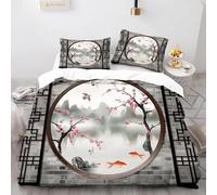 TACOKI Funda Nordica Cama 180 Chino - Ropa de Cama Microfibra Suave, Funda Nórdica Asia Oriental Funda Edredon 260x240 cm y 2 Funda de Almohada 50x75 cm, 3D Funda de Edredón x3371