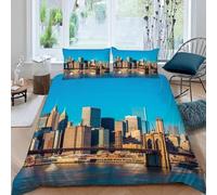TACOKI Funda Nordica Cama 90 Nueva York - Ropa de Cama Microfibra Suave, Funda Nórdica Nueva York Funda Edredon 150x220 cm y 2 Funda de Almohada 50x75 cm, 3D Funda de Edredón 818z