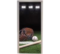 TACOKI Murales Para Puertas Beisbol, Pegatina Puerta Beisbol 3D Papel Pintado Autoadhesivo Mural Poster Puertas Pegatinas para Cocina Sala de Baño Decorativos 88x200 cm 9004z