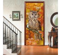 TACOKI Murales Para Puertas Búho, Pegatina Puerta Otoño 3D Papel Pintado Autoadhesivo Mural Poster Puertas Pegatinas para Cocina Sala de Baño Decorativos 88x200 cm 9481z