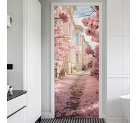 TACOKI Murales Para Puertas Flores de Cerezo, Pegatina Puerta Estilo Japonés 3D Papel Pintado Autoadhesivo Mural Poster Puertas Pegatinas para Cocina Sala de Baño Decorativos 95x215 cm 4678z