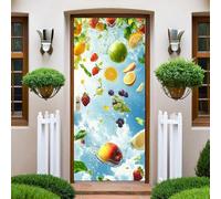 TACOKI Murales Para Puertas Fruta, Pegatina Puerta Naranja Limon 3D Papel Pintado Autoadhesivo Mural Poster Puertas Pegatinas para Cocina Sala de Baño Decorativos 88x200 cm 4990n