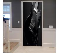 TACOKI Murales Para Puertas Guitarra, Pegatina Puerta Estampado Negro 3D Papel Pintado Autoadhesivo Mural Poster Puertas Pegatinas para Cocina Sala de Baño Decorativos 88x200 cm 328n