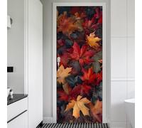 TACOKI Murales Para Puertas Hoja de Arce, Pegatina Puerta Otoño 3D Papel Pintado Autoadhesivo Mural Poster Puertas Pegatinas para Cocina Sala de Baño Decorativos 88x200 cm 9139z