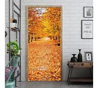 TACOKI Murales Para Puertas Hojas de Arce de Otoño, Pegatina Puerta Otoño 3D Papel Pintado Autoadhesivo Mural Poster Puertas Pegatinas para Cocina Sala de Baño Decorativos 77x200 cm 4348z