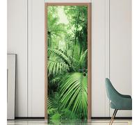 TACOKI Murales Para Puertas Hojas de Palma, Pegatina Puerta Helechos 3D Papel Pintado Autoadhesivo Mural Poster Puertas Pegatinas para Cocina Sala de Baño Decorativos 90x200 cm 5315n