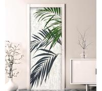 TACOKI Murales Para Puertas Hojas de Palma, Pegatina Puerta Hojas de Palma 3D Papel Pintado Autoadhesivo Mural Poster Puertas Pegatinas para Cocina Sala de Baño Decorativos 88x200 cm 9256z