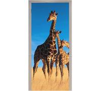 TACOKI Murales Para Puertas Jirafa, Pegatina Puerta Jirafa 3D Papel Pintado Autoadhesivo Mural Poster Puertas Pegatinas para Cocina Sala de Baño Decorativos 90x210 cm 6108z