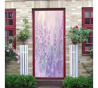 TACOKI Murales Para Puertas Lavanda Morada, Pegatina Puerta Lavanda 3D Papel Pintado Autoadhesivo Mural Poster Puertas Pegatinas para Cocina Sala de Baño Decorativos 100x200 cm 2213n