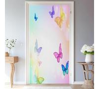 TACOKI Murales Para Puertas Mariposa Colorida, Pegatina Puerta Color 3D Papel Pintado Autoadhesivo Mural Poster Puertas Pegatinas para Cocina Sala de Baño Decorativos 80x210 cm 4682n