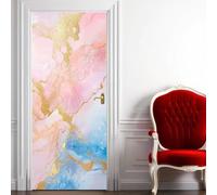 TACOKI Murales Para Puertas Mármol, Pegatina Puerta Rosa Dorado 3D Papel Pintado Autoadhesivo Mural Poster Puertas Pegatinas para Cocina Sala de Baño Decorativos 88x200 cm 4576n