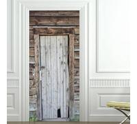 TACOKI Murales Para Puertas Material de Madera, Pegatina Puerta Estilo Campestre 3D Papel Pintado Autoadhesivo Mural Poster Puertas Pegatinas para Cocina Sala de Baño Decorativos 88x200 cm 1732n