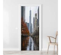 TACOKI Murales Para Puertas NuEVA York, Pegatina Puerta Arquitectura Urbana 3D Papel Pintado Autoadhesivo Mural Poster Puertas Pegatinas para Cocina Sala de Baño Decorativos 95x215 cm 9124z