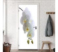 TACOKI Murales Para Puertas Orquídea, Pegatina Puerta Estilo Chino 3D Papel Pintado Autoadhesivo Mural Poster Puertas Pegatinas para Cocina Sala de Baño Decorativos 88x200 cm 742n