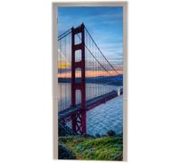 TACOKI Murales Para Puertas Puente Puerta de Oro, Pegatina Puerta Puente Puerta de Oro 3D Papel Pintado Autoadhesivo Mural Poster Puertas Pegatinas para Cocina Sala de Baño Decorativos 88x200 cm 9085z