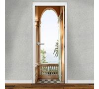 TACOKI Murales Para Puertas Vista Al Mar, Pegatina Puerta Vista Al Mar 3D Papel Pintado Autoadhesivo Mural Poster Puertas Pegatinas para Cocina Sala de Baño Decorativos 77x200 cm 7084z