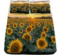 TACOKI Sabanas Bajeras 135x190 Girasoles Sábanas Bajeras Flores Amarillas Ajustable Suave y Cómoda Sabana Bolsillo Profundo 30 cm, para Grueso Colchón, Sabanas Cama 135 5302v