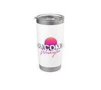 Tacoma Washington Retro Glitch Vaporwave Sun de los años 80 y 90 Vaso térmico de acero inoxidable de doble pared