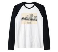 Tacoma Washington Vintage Horizonte Dibujo Camiseta Manga Raglan