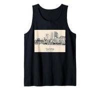 Tacoma Washington Vintage Horizonte Dibujo Camiseta sin Mangas