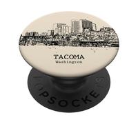 Tacoma Washington Vintage Horizonte Dibujo PopSockets PopGrip Adhesivo