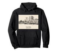 Tacoma Washington Vintage Horizonte Dibujo Sudadera con Capucha