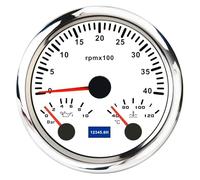 Tacómetro 3 en 1 for Barco de 85 mm, medidor Aceite y Temperatura del Agua, retroiluminación 7 Colores con Sensor horómetro for Coche(BS 7000 RPM)