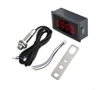 Tacómetro de velocidad del motor Pantalla LED digital AC110 230V con interruptor de proximidad Hall, rango de medición 10 99999 RPM con indicador de sobrerango para prevención de errores (rojo)