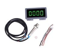 Tacómetro Digital de Motor 8-24V CC 40mA 10-9999 RPM Medidor de Velocidad con 4 LEDs Verdes y Sensor de Proximidad NPN para Uso Industrial
