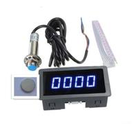 Tacómetro digital LED RPM medidor con sensor de proximidad Hall NPN | Rango 10-9999RPM | DC 8-24V | Pantalla verde para pruebas de motor (azul)