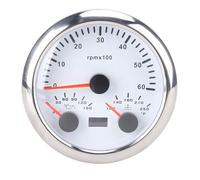 Tacómetro eléctrico 3 en 1 Presión de aceite Medidor de temperatura del agua Retroiluminación ajustable 7 colores 0 a 6000 RPM 0 a 150 PSI 100 a 250 ℉ para RV Yate Camión Carcasa (Bisel plateado con