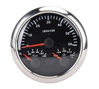 Tacómetro eléctrico 3 en 1 Presión de aceite Medidor de temperatura del agua Retroiluminación ajustable 7 colores 0 a 6000 RPM 0 a 150 PSI 100 a 250 ℉ para RV Yate Camión Carcasa (Bisel plateado con