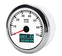 Tacómetro Fueraborda, Medidor De Revoluciones Por Minuto De ABS De Acero Inoxidable Con Manual De Usuario Para Ingeniero De Mantenimiento Para Automóvil(Platón blanco)