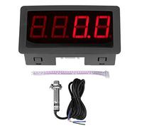 Tacómetro LED Digital de 4 Dígitos, Medidor de Velocidad RPM con Sensor de Proximidad Hall, Entrada NPN/PNP, rango de 10-9999 RPM pantalla LED para para tornos, cintas transportadoras(Rojo)