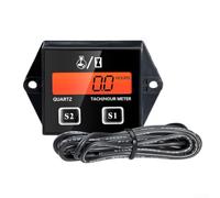 Tacómetro, medidor de horas digital LCD con retroiluminación y recordatorio de mantenimiento para motores de gas de 2 o 4 tiempos, medición de alta velocidad, negro (ZSB-02 BL)
