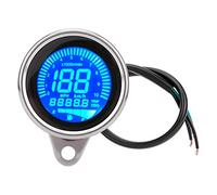 Tacómetro y velocímetro LCD para motocicleta, 0-10.000 RPM, 0-199 KM/H, 12V Universal, carcasa cromada, con pantalla de nivel de aceite (Plata galvanizada)