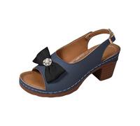 Tacón Tacón Peep Open Puntera Sandalias Mujeres Slip On Pantuflas Antideslizantes Sandalias Thick Bottom Sandalias de Verano Zapatos de Playa Sandalias de Caminar Sandalias de Vacaciones, azul marino