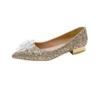 Tacones Altos Cenicienta Zapatillas Cristal Point Toe Square Heel Letin Letin Shops Fiest Party Fiest Party (Oro, 2.5 Reino Unido)