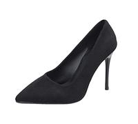 Tacones altos de aguja para mujer, 10 cm, sexy, punta, charol, punta cerrada, fiesta, graduación, boda, tacón, tacones de aguja, talla UE 36-40, Negro , 36 EU